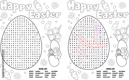 Easter themed crossword puzzle with answer key