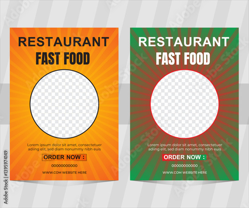 moden clean professional food flyer. review template design with organic shape design restaurant business marketing social media postor	
