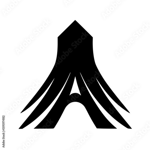 Abstract "A" Logo: Tent-like Design, Minimalist, Monochromatic, Bold Shape.