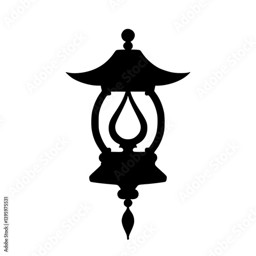 Japanese Lantern Silhouette: Minimalist Design for Logos & Decoration