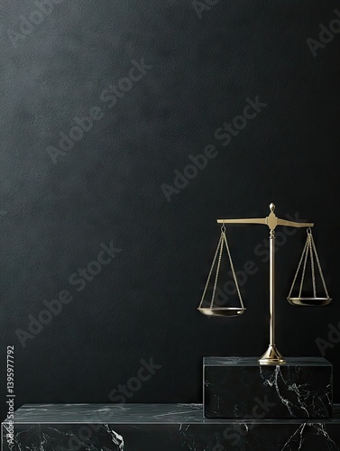 Justice scales on dark backdrop