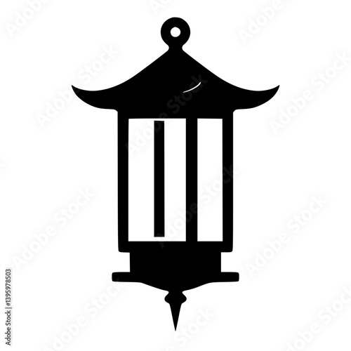 Japanese Lantern Silhouette, Vector Illustration for Design