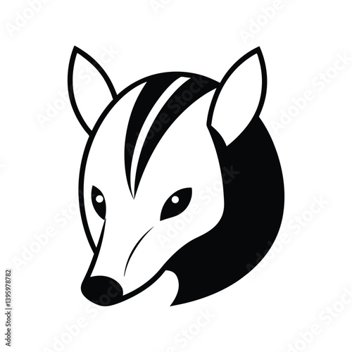 Black and white armadillo head with plated skin.eps