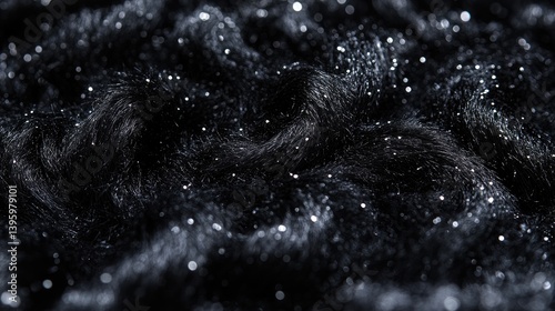 Textured black fabric with glittering specks