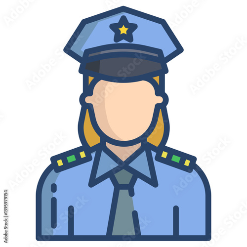 Linear color Woman Police icon