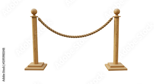 Schilderij op canvas Isolated Wooden stanchions with rope