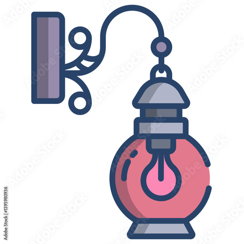 Linear color hanging light icon