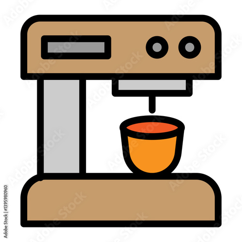 Coffee Maker Vector Filled Icon Design