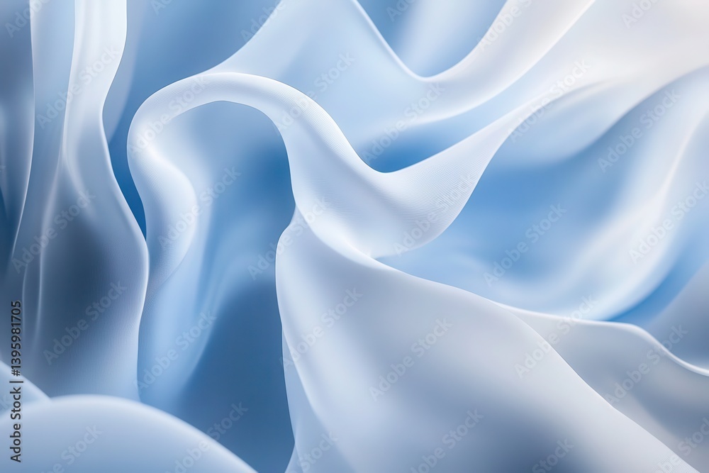 Obraz premium Abstract flowing fabric in shades of blue and isolated on white background