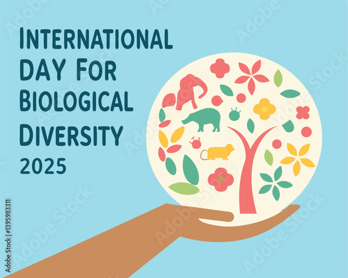 International Day for Biological Diversity 2025: Hand Holding Diverse Ecosystem.