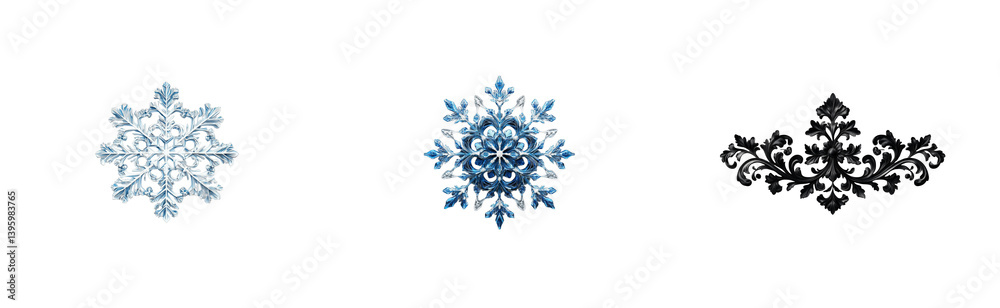 Ornament design with snowflakes, cut out transparent Ornament design with snowflakes, cut out transparent