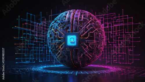 Obraz na płótnie creative digital technologies, AI, blockchain w salonie