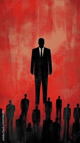 Powerful businessman rising from crowd	