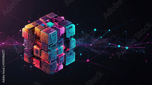 Obraz na płótnie creative digital technologies, AI, blockchain w salonie
