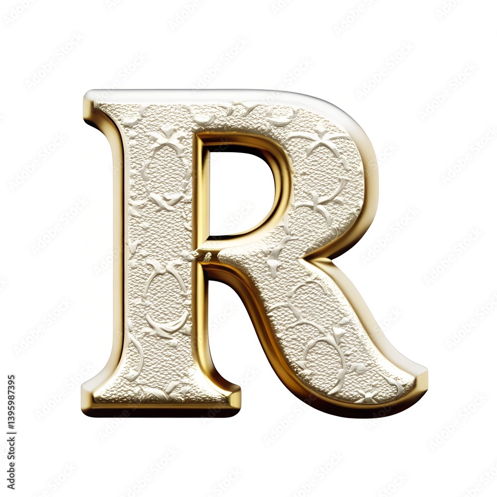 An elegant golden R, intricately detailed with a creamy, textured surface, symbolizing royalty and sophistication against a stark white background. An elegant golden R, intricately detailed with a creamy, textured surface, symbolizing royalty and sophistication against a stark white background.