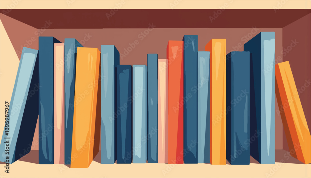 Fototapeta premium Modern bookshelf with abstract books, minimalistic design concept