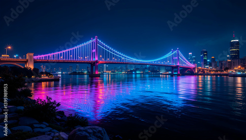 Obraz na płótnie bridge in neon light in big night city
w salonie