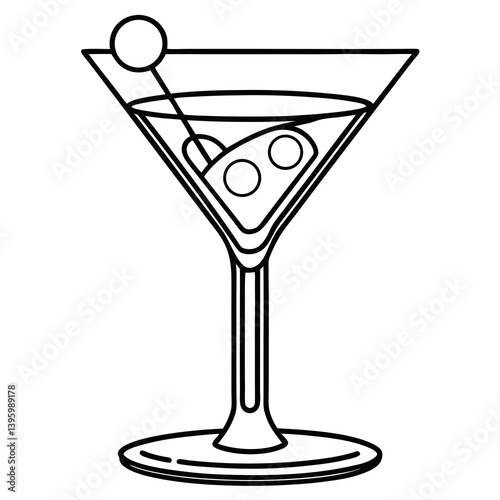"Generative AI martini glass vector design, perfect for print and digital use in modern graphics."