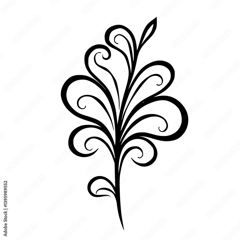 Elegant Black Flourish on White: Decorative Vector Design Elegant Black Flourish on White: Decorative Vector Design
