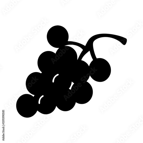 A Simple Black Silhouette of a Bunch of Grapes