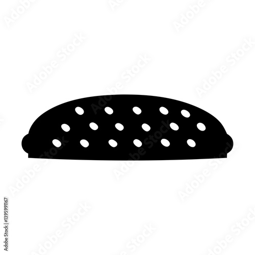 Simple Black and White Illustration of a Sesame Seed Bun