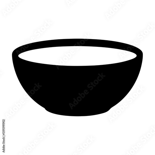 A Simple Black Silhouette of a Round Bowl for Food or Drink