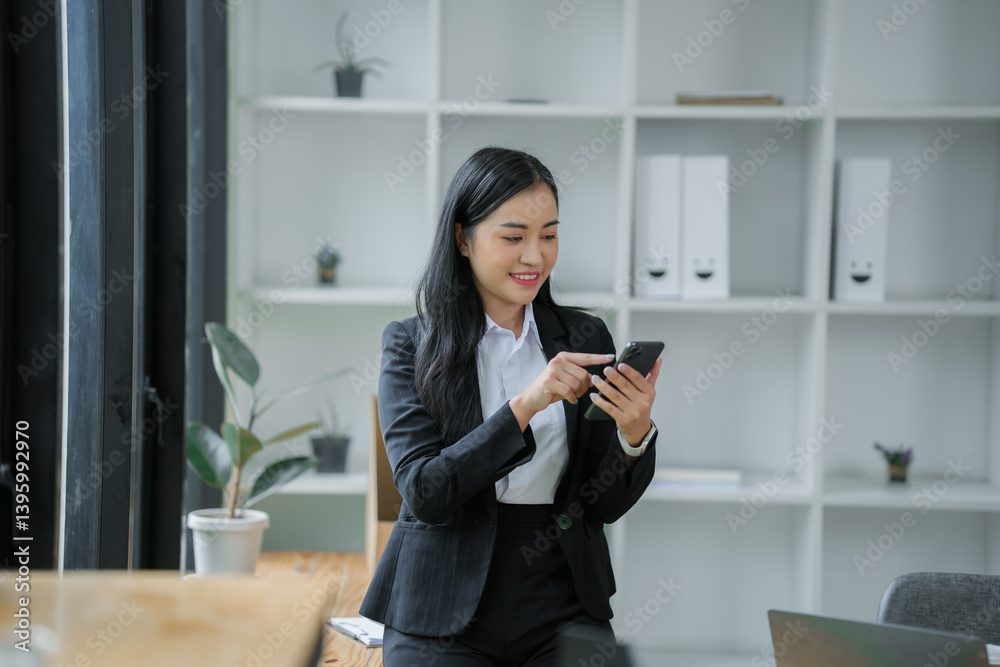 Portrait successful businesswoman, asian woman shows a report of financial documents online interlocutors in the laptop screen, an employee inside an office building online video conference Portrait successful businesswoman, asian woman shows a report of financial documents online interlocutors in the laptop screen, an employee inside an office building online video conference