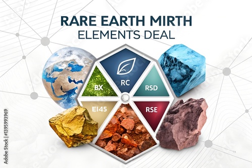 Rare Earth Elements Deal: A captivating graphic, illuminating the intriguing world of rare earth elements, their elemental symbols, and the promise of a prosperous partnership.