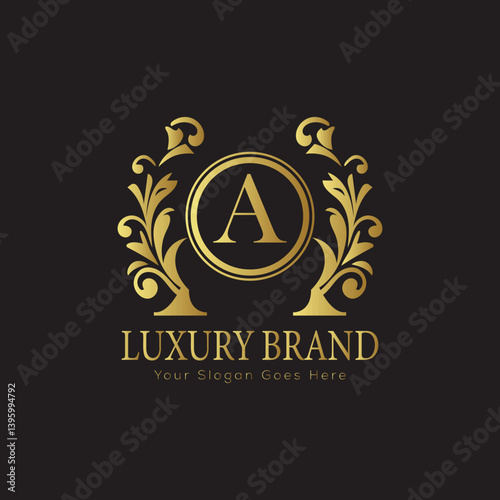 Luxury Laurel Wreath Letter Logo Design with Hexagon Frame for Sophisticated Branding