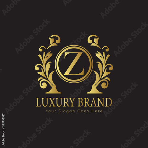 Luxury Laurel Wreath Letter Logo Design with Hexagon Frame for Sophisticated Branding