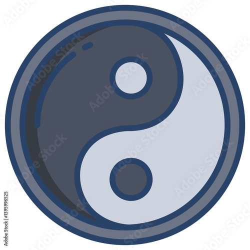 Linear color Ying Yang icon