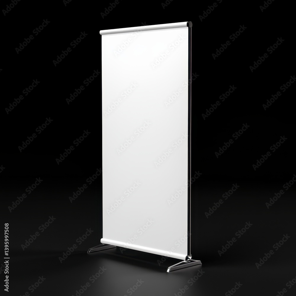 Displaying Blank Roll Up Banner Stand for Advertisement or Presentation Displaying Blank Roll Up Banner Stand for Advertisement or Presentation