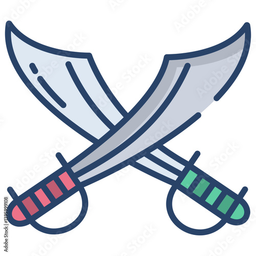 Linear color Persian Sword icon icon