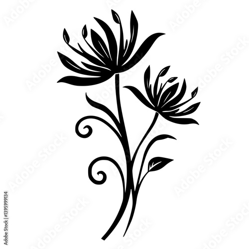 Wallpaper Mural Elegant Black & White Floral Vector Illustration for Designs Torontodigital.ca