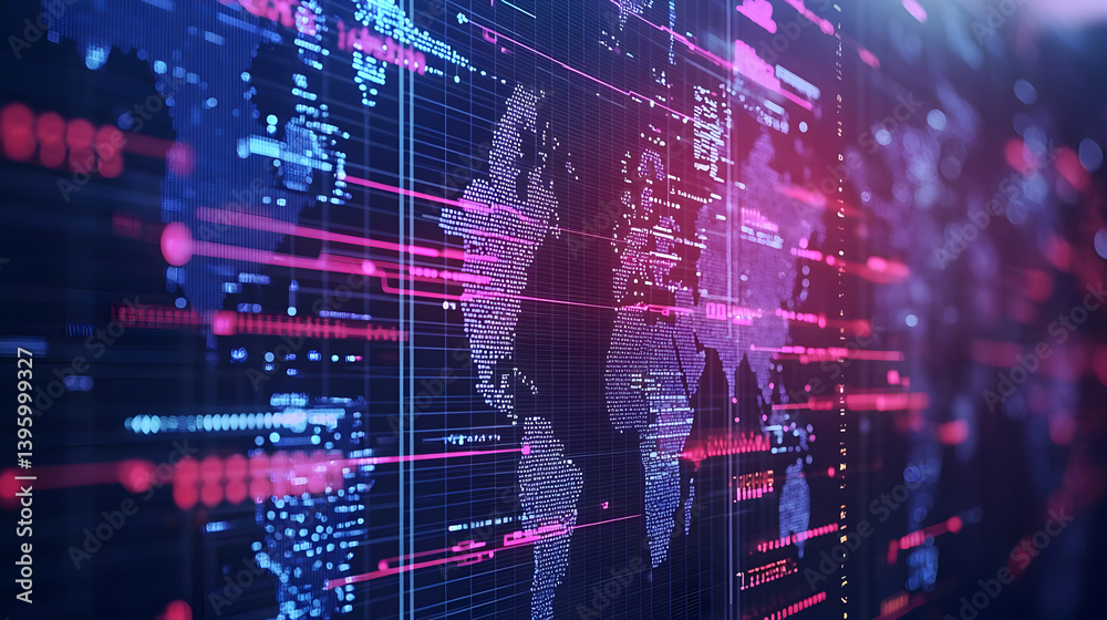 Obraz premium Global Data Visualization Abstract Digital Art