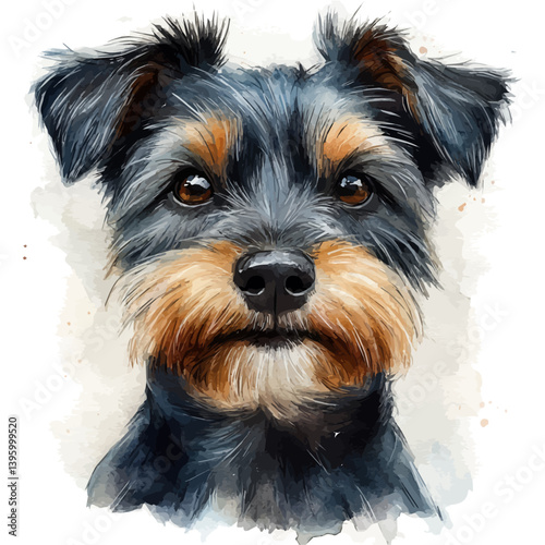 Dog, watercolor illustration, isolated on a white background.

