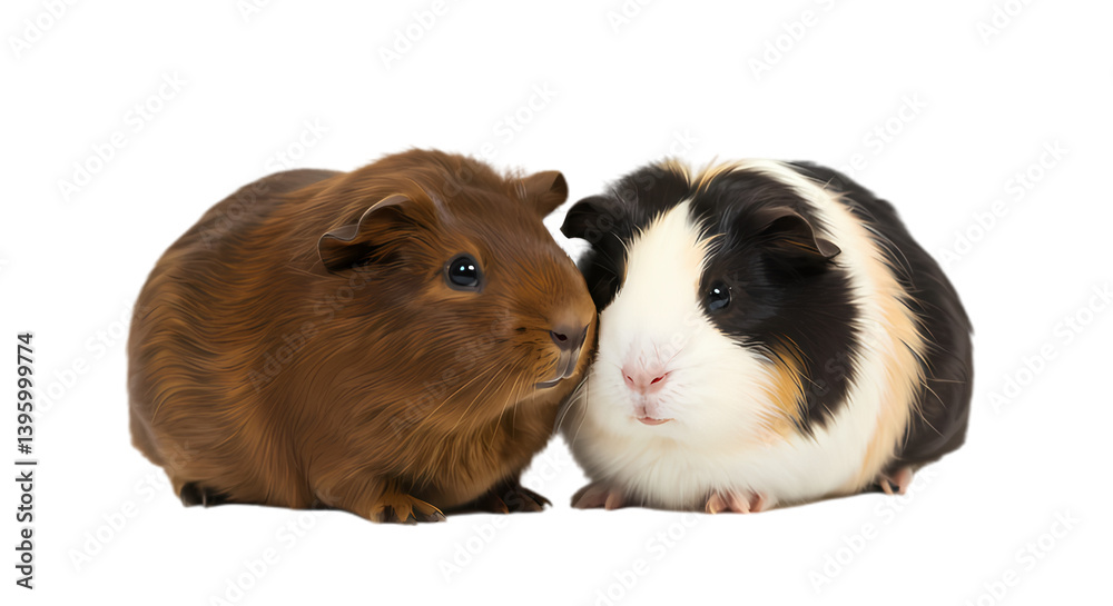 Pair of Guinea Pigs Snuggling on Transparent Background Pair of Guinea Pigs Snuggling on Transparent Background