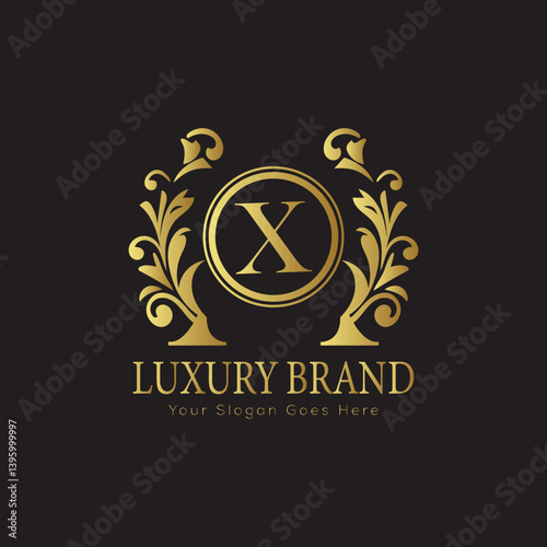 Luxury Laurel Wreath Letter Logo Design with Hexagon Frame for Sophisticated Branding