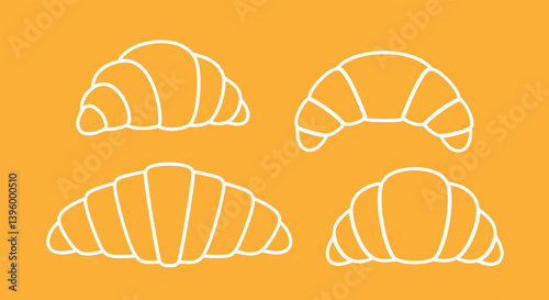 Croissant outline. Isolated croissant on white background