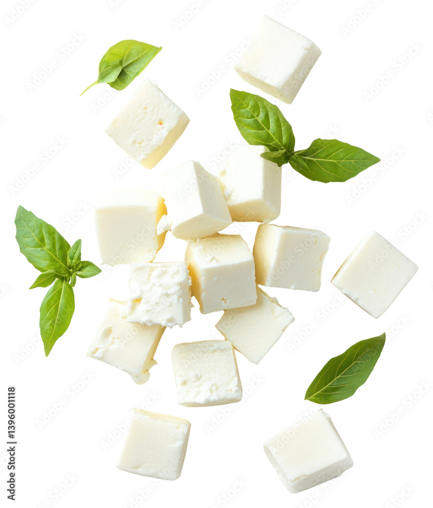 PNG Falling feta cheese cubes background white white background.