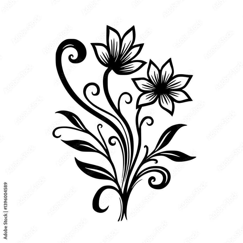Elegant Floral Vector Design in Black and White, Suitable for Wedding or Greeting Cards Elegant Floral Vector Design in Black and White, Suitable for Wedding or Greeting Cards