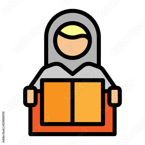 Girl Reading Vector Filled Icon Design