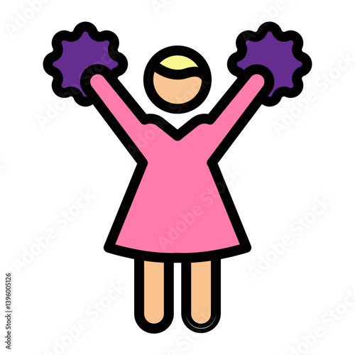 Cheerleading Vector Filled Icon Design