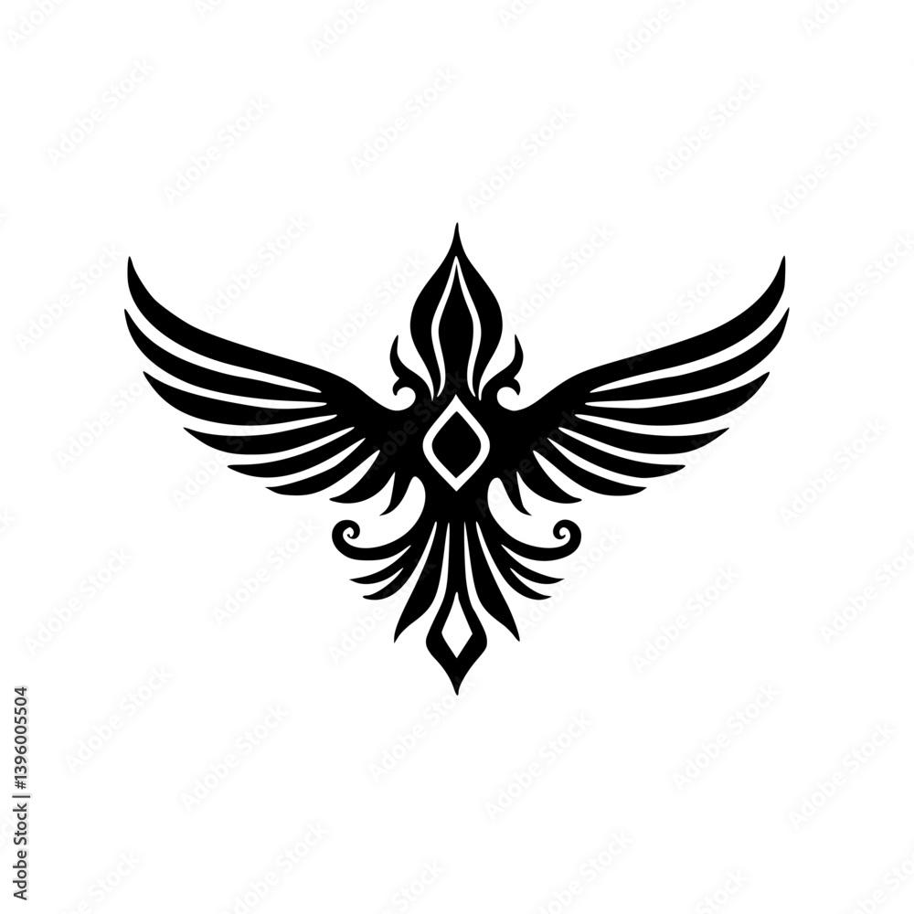Fototapeta premium Elegant Black Bird Emblem on White Background