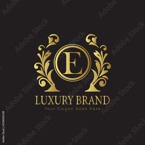 Luxury Laurel Wreath Letter Logo Design with Hexagon Frame for Sophisticated Branding