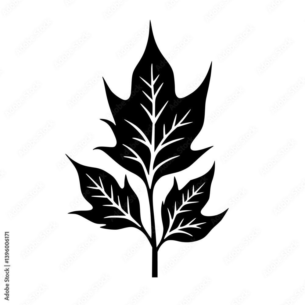 Simple Black Leaf Design, Minimalist Nature Illustration Simple Black Leaf Design, Minimalist Nature Illustration