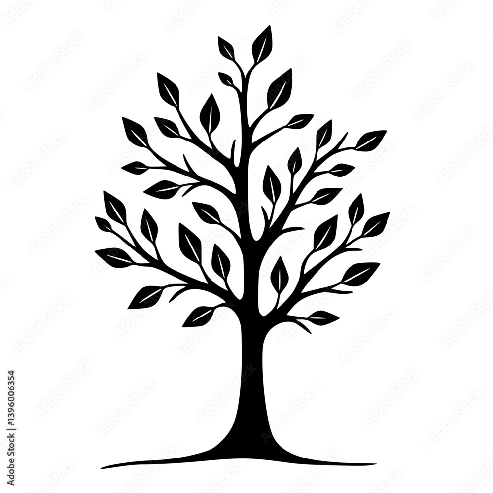 Obraz premium Black and White Minimalist Tree Silhouette Illustration