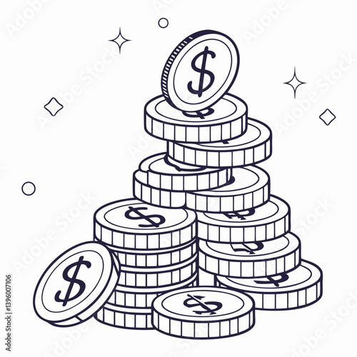 Stack of coins forming a financial pyramid