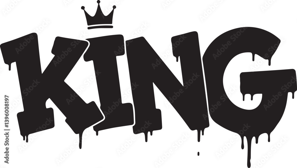 Spray Painted Graffiti king Word Sprayed isolated with a white background.