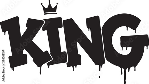 Spray Painted Graffiti king Word Sprayed isolated with a white background.